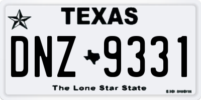 TX license plate DNZ9331
