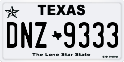 TX license plate DNZ9333
