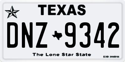 TX license plate DNZ9342