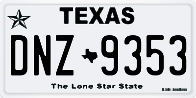 TX license plate DNZ9353