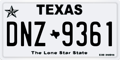 TX license plate DNZ9361