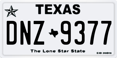 TX license plate DNZ9377