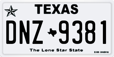 TX license plate DNZ9381