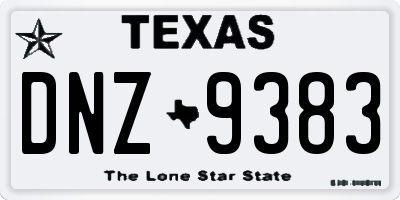 TX license plate DNZ9383