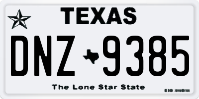 TX license plate DNZ9385