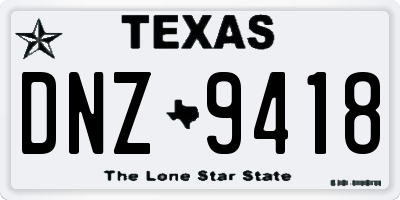 TX license plate DNZ9418