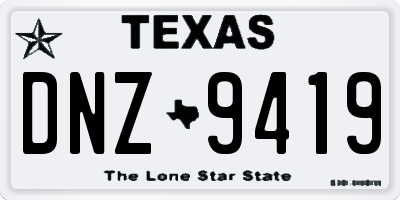 TX license plate DNZ9419