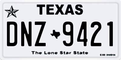 TX license plate DNZ9421