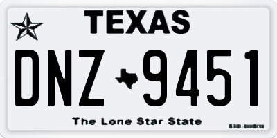 TX license plate DNZ9451
