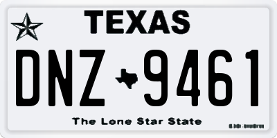 TX license plate DNZ9461