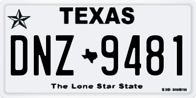TX license plate DNZ9481