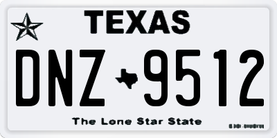 TX license plate DNZ9512