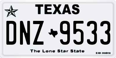 TX license plate DNZ9533