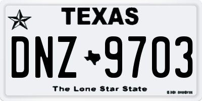 TX license plate DNZ9703