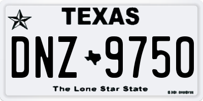 TX license plate DNZ9750