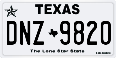 TX license plate DNZ9820