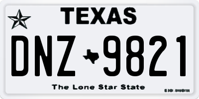 TX license plate DNZ9821