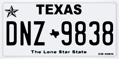 TX license plate DNZ9838