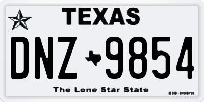 TX license plate DNZ9854