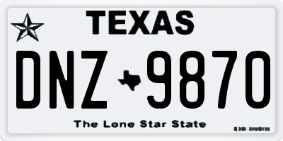 TX license plate DNZ9870