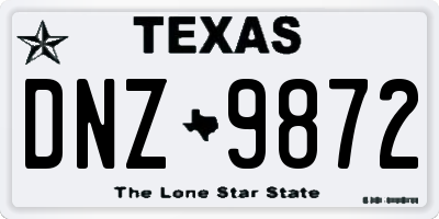 TX license plate DNZ9872