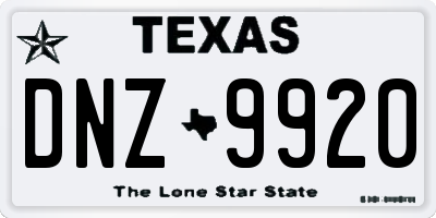 TX license plate DNZ9920