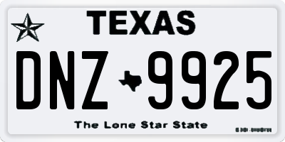 TX license plate DNZ9925