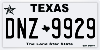 TX license plate DNZ9929