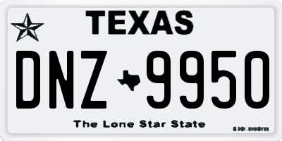TX license plate DNZ9950