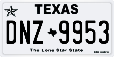 TX license plate DNZ9953