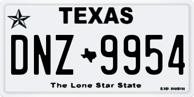 TX license plate DNZ9954