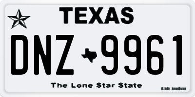 TX license plate DNZ9961