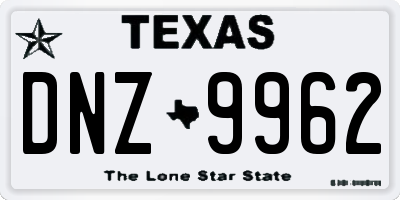 TX license plate DNZ9962
