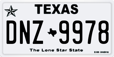 TX license plate DNZ9978