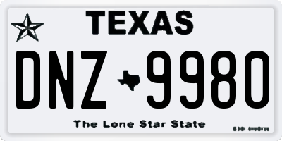 TX license plate DNZ9980