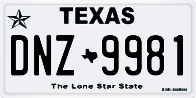TX license plate DNZ9981