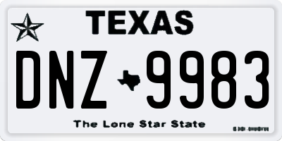 TX license plate DNZ9983