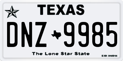 TX license plate DNZ9985