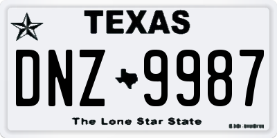 TX license plate DNZ9987
