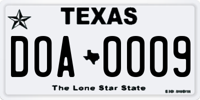 TX license plate DOA0009
