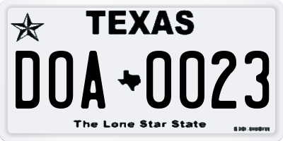 TX license plate DOA0023