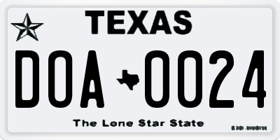 TX license plate DOA0024