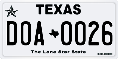 TX license plate DOA0026