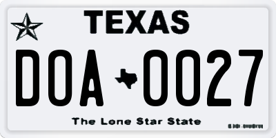 TX license plate DOA0027