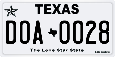 TX license plate DOA0028