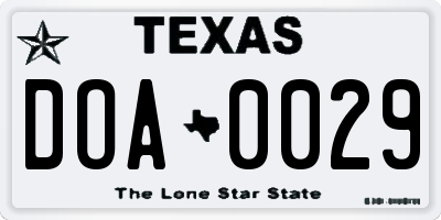 TX license plate DOA0029