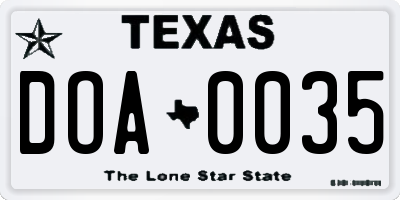 TX license plate DOA0035