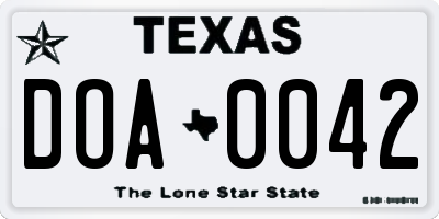 TX license plate DOA0042
