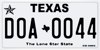 TX license plate DOA0044