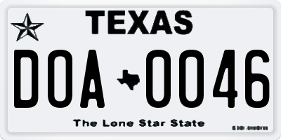 TX license plate DOA0046